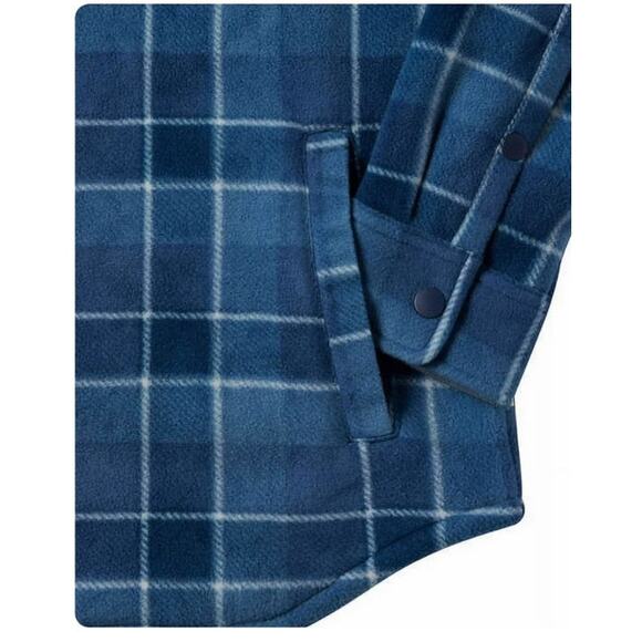 Voyager Men's Large Blue Plaid Super Plush Sherpa Lined Snap Shirt jacket - Picture 5 of 8
